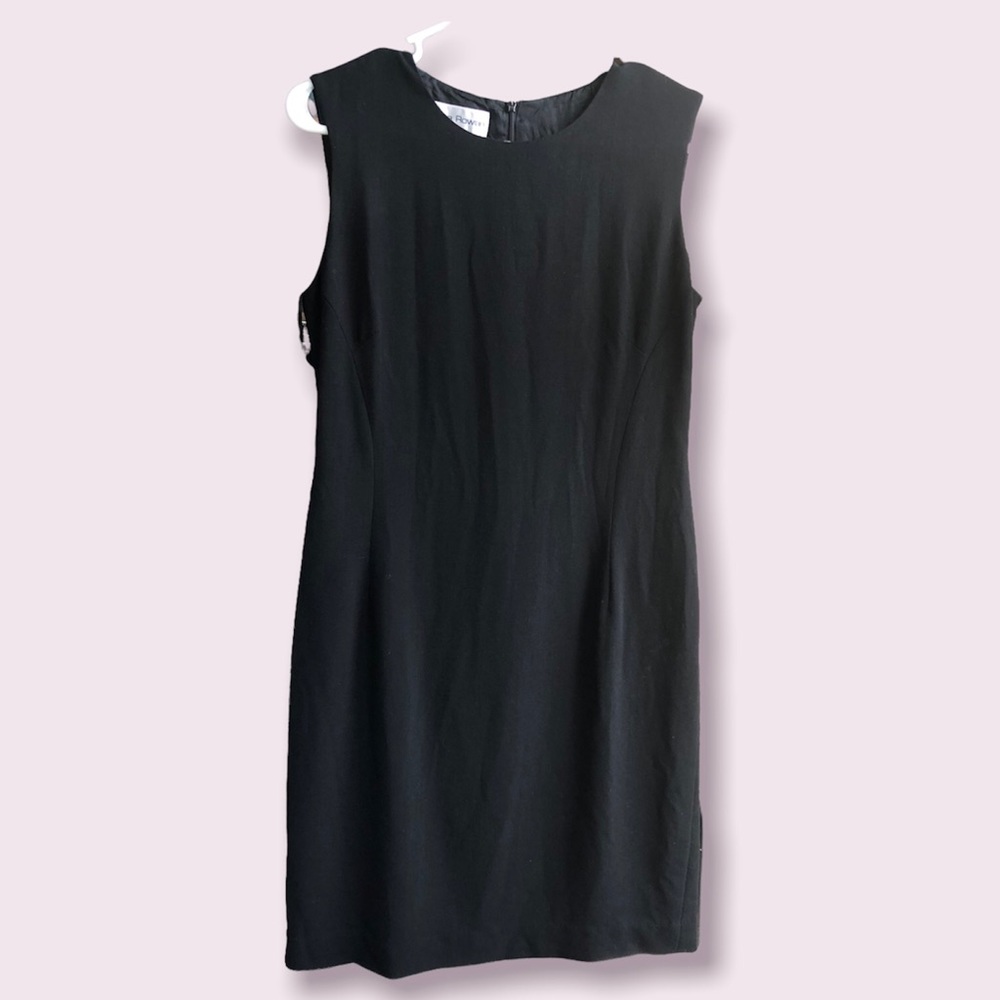RENA ROWAN 100% Wool Black Women’s knee length,‎ Sleeveless Round Neck Dr…